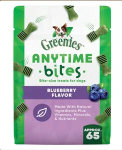 Greenies Anytime Bites Dog Treats Blueberry Flavor 10.3 oz Bag Chewy Small Treats with Natural Ingredients 15 Calories Per Treat