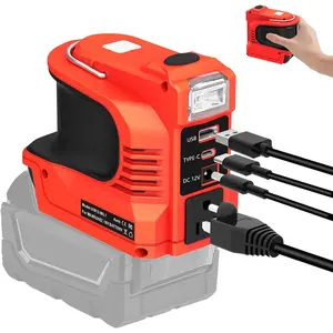 220W Power Inverter for Milwaukee 18V M18 Battery,DC 20V to AC 110-120V Battery Inverter,Power Station Generator,Charger Adapter with 1 USB Port & 1 Type-C & 1 AC Outlet &1 DC Output 12V/5A,LED Light