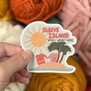 Sleeve Island Sticker Funny Yarn Sticker for Crocheters and Knitters Waterproof Water Bottle Laptop Sticker