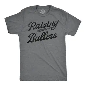 Mens Funny T Shirts Raising Ballers Sarcastic Baseball Graphic Tee for Men Mens Funny T Shirts Cool Vintage Fashion T-Shirt Gift Classic Menswear Sarcastic Apparel for Men Funny Baseball Short Sleeve Novelty Dark Grey