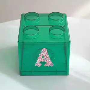 Stackable Coin Bank Building Block, Desktop Decorative Storage Box, Organizer for Currency, Ideal Holiday Gift, Rose Flower Design