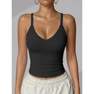SERACAL 1PC/2PC/3PC V Neck Racer Back Tank Top for Women Padded Ribbed Long Tank Fitted Basic Cami Tops