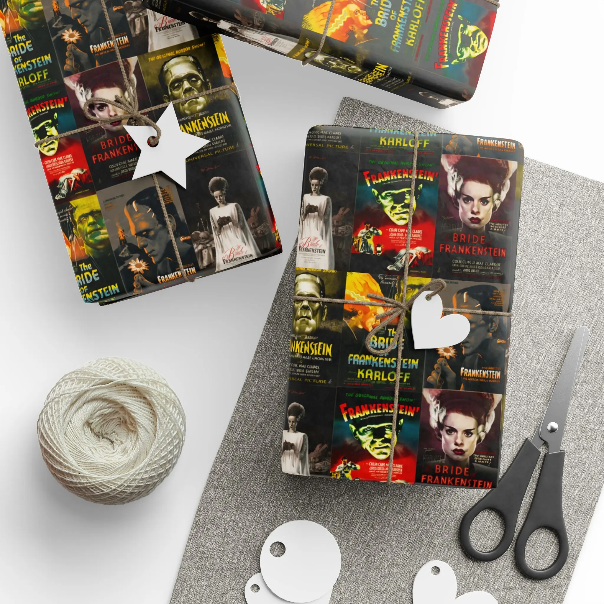 Classic Horror Movie Wrapping Paper, Vintage Monster Gift Wrap, Halloween Horror Fan Gift