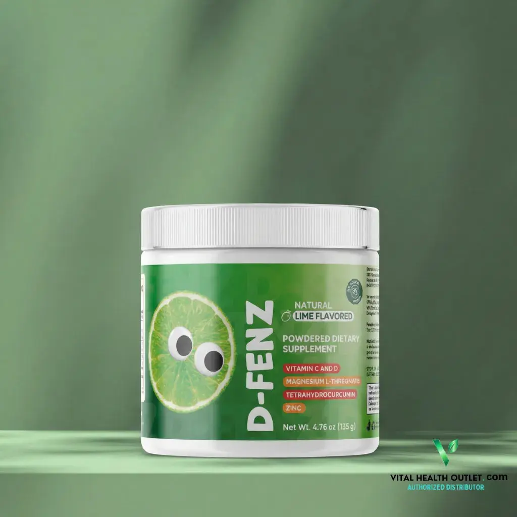 Vital Health D-Fenz Kids - Daily Immune & Focus Support with Magnesium L-Threonate, Zinc & Vitamin D (Lime Flavor)