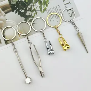 Creative Simulation Teeth Keychain Dental Promotional Small Gift Hanging Dentist Tool Keychain Dental Mirror Dental Forceps