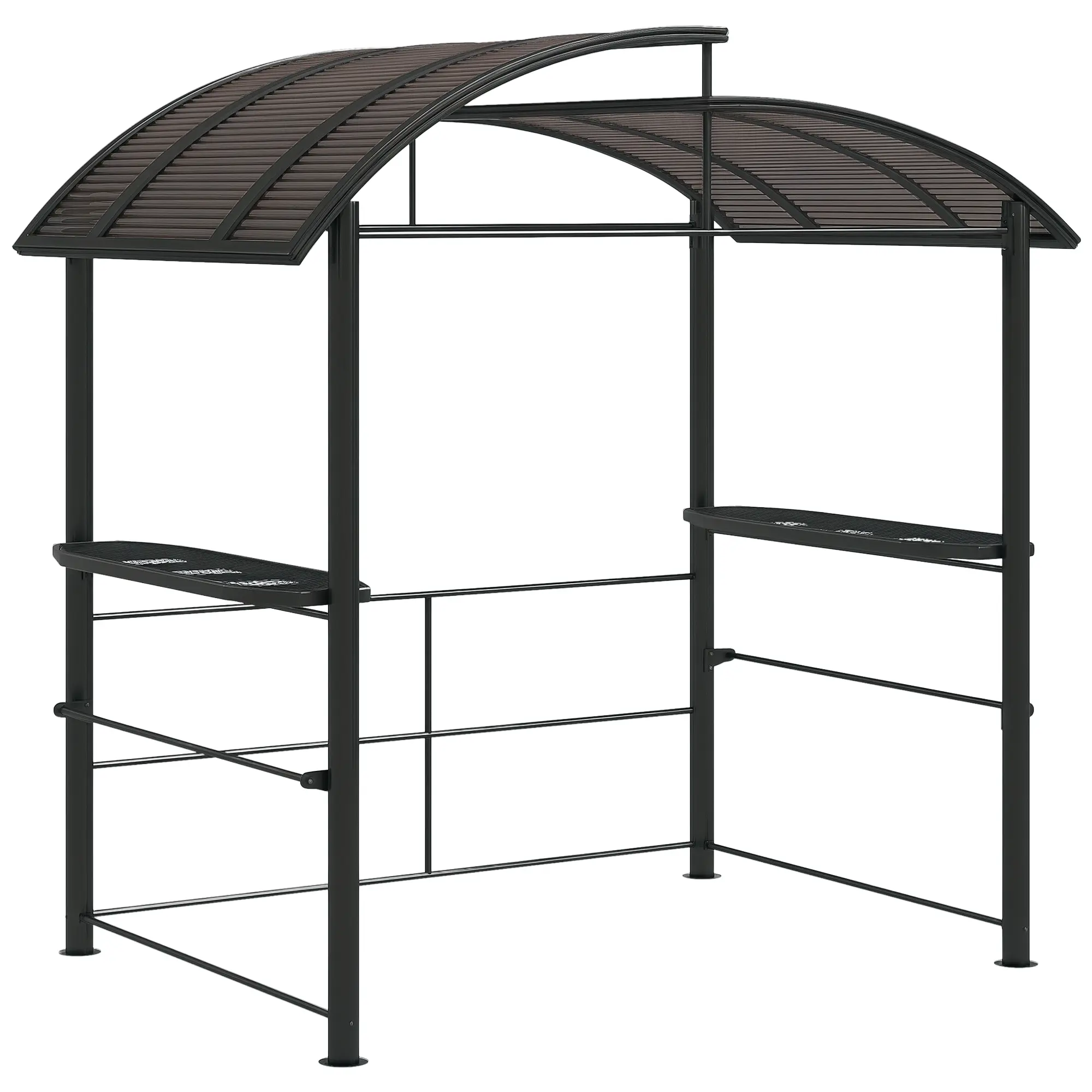 Outsunny Sturdy 8' x 5' BBQ Canopy Gazebo - Waterproof Metal Shade Structure with UV Prevention, Overlapping Interlaced Polycarbonate Roof, Convenient Side Shelves, Aluminum-Steel Frame for Outdoor Patio BBQ Gatherings, Grill Gazebo