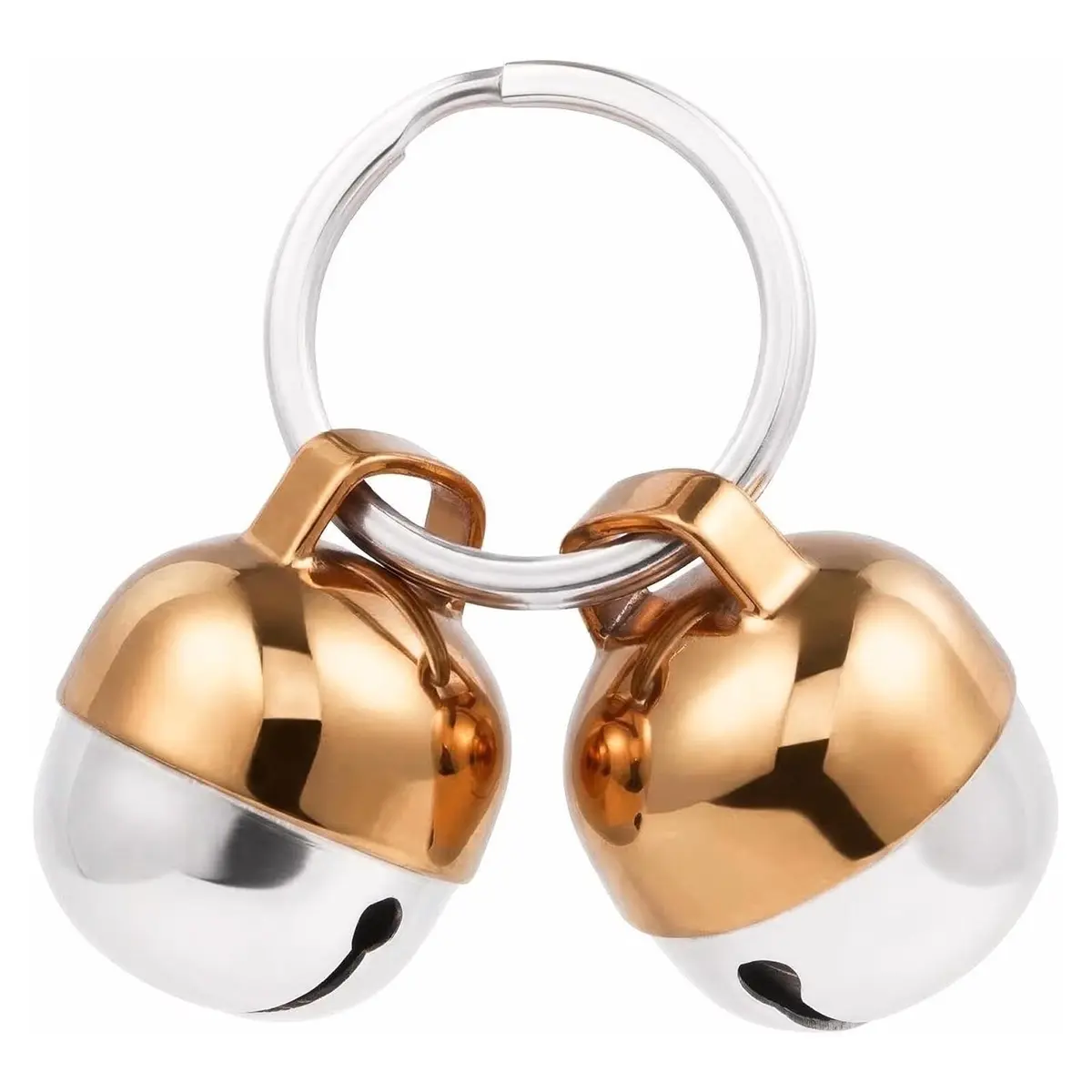 2 Extra Loud Pet Collar Bells for Cats and Dogs, Copper-Tone Sound Locator Bells with Split Ring for Outdoor Use