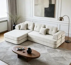 104" Chenille Modular Sectional Sofa with Chaise, Deep Seat Compressed Couch with Memory Foam, Boneless Design, No Assembly Required for Living Room