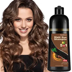 Herbal Semi-Permanent Dark Brown Hair Dye Shampoo for Gray Hair 5 in 1, Natural Hair Color Shampoo for Women Men Brown Colors in 10-15 mins, Lasting Brown Color 500 Ml