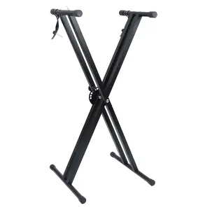 Glarry Dual-tube X-Shape Keyboard Stand Black
