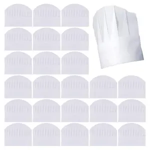 24 pcs Adjustable Chef Hats White Chef Toques Caps Disposable Bakery Hats for Party, Pizza, DIY, Cooking