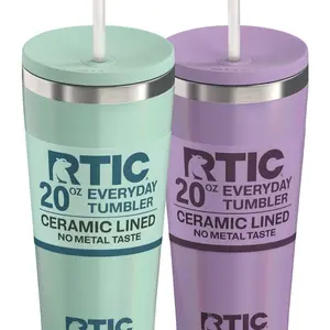 RTIC 2x 20oz Ceramic Lined Everyday Tumbler Cold Lavender & Fresh Mint Glitter Drinkware Flasks