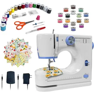 Sewing Machine for Beginners with 20 count Fabric & 32 count Sewing Threads Kit,Portable Sewing Machine with 12 Built-in Stitches & 2 Speed(High-Low Speeds)-BW725