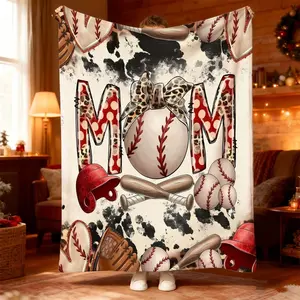 1pc "Trendy Baseball-Themed Blanket for Cozy Evenings – Stylish Sofa and Bedroom Accessory with Classic Red and White Design, Perfect for Naps or Camping Adventures"