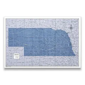 Push Pin Nebraska Map (Pin Board) - Navy Color Splash