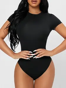 Women's One-Piece Jumpsuit, Round Neck Casual Versatile Comfortable Slim Fit Elegant, Perfect for Daily Wear