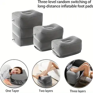 Inflatable Foot Rest for Air Travel, Adjustable Height Leg Pillow Airplane Footrest, Convert Airplane Seat to Bed Inflatable Bed for Plane, Portable Supportive