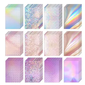 60Sheets Metallic Holographic Card Stock Shiny Glitter Cardstock Iridescent Mirror Paper A4 250 GSM Thick Mixed Color Foil Paper for Scrapbook Craft(Colorful)