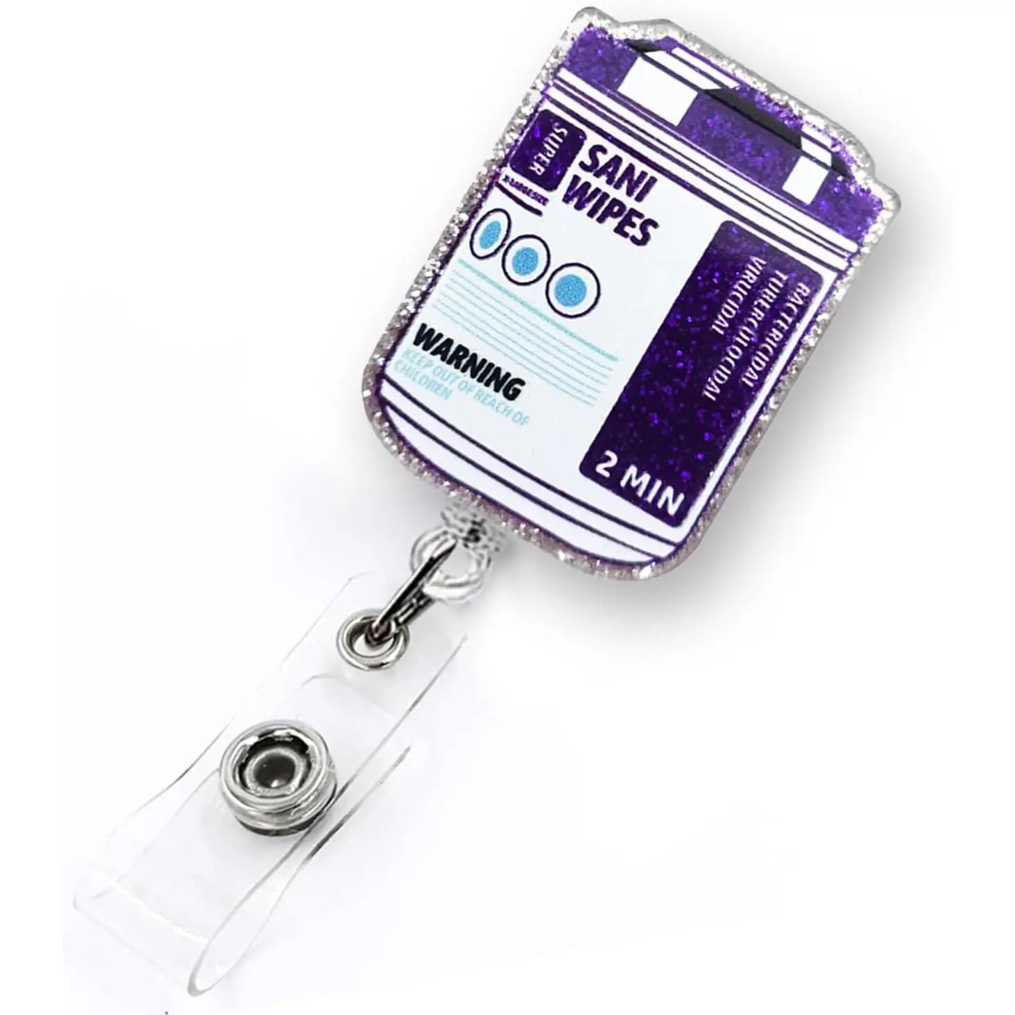 Sani Wipes Badge Reel Retractable, Funny Healthcare Badge Reel for Work, ID Name Badge Holder with  Clip & 24" Durable Nylon Cord for Nurse  Student RN CNA LPN  &  Worker