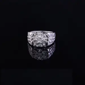 King of Bling's 0.05CT Real Diamond 925 Sterling White Metal Silver Accents Men's Ring Size 9 Custom Label KOB