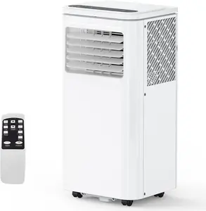 8000 BTU Portable Air Conditioner, 3-in-1 Cooling, Dehumidifier & Fan with Sleep Mode, Ultra-Quiet Operation for Spaces up to 350 Sq. Ft, Remote Control, Easy-Portability, White Room Aircon Aircon Cooler