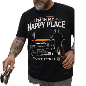I’m In My Happy Place BBQ Shirt – Grill & Chill Graphic Tee for Menswear Top
