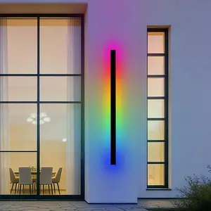 1-Pack 59-in RGB IP65 Waterproof Modern Linear LED Outdoor Wall Sconce,  Dimmable with Remote, Exterior Wall Light Fixture for Home Improvement