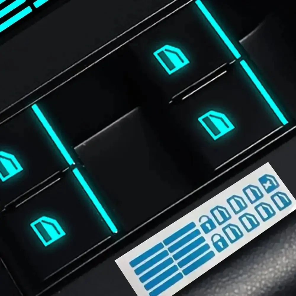 Glowing Car Window Lift Button Stickers, Night Safety Switch Decal ...