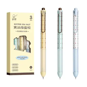 3-Pack Butter Sea Salt Scented Gel Pens, 0.5mm ST Tip Quick-Dry Color Ink, Unique Sand Texture Retractable Pens with Soft Grip for School & Journaling