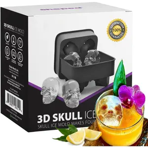 IceMolds  Large Skull  Mold Tray, Round  Ice Mold with Lid for  Drinkers, Bartenders,  Exchanges,  Bar Enthusiasts and Holiday Gifts