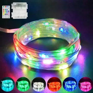 LED Rope Lights, 16.4FT 50 LED Fairy Lights Color Changing, 16 Colors Battery Powered String Lights Waterproof Fairy Rope Lights for Outdoor Indoor Bedroom Party Garden Wedding (Multicolor)