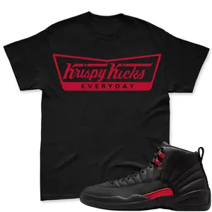 AJ12 Bloodline Black Red Matching T Shirt, KRISPY KICKS! Graphic Shirt, 90s Hip Hop Tee, Gift For Women and Man, Unisex T-Shirt, Sneaker Head Gift