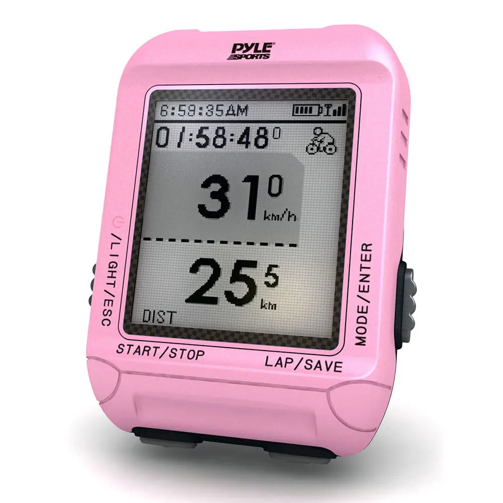 Pink Built-in GPS Cycle Computer for Bikes - Handlebar Mount, ANT+ Wireless Technology, GPS Tracking, Alarm Sound, Memory Save, 80 Hours Battery Life, Altitude Measurement, Connect to PC, Cycling Performance Analysis, Timer, Calories Burned, Bicycle Handl