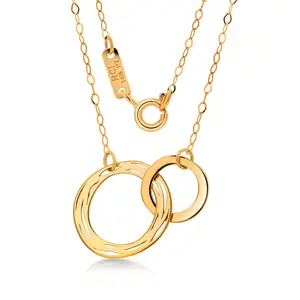 Solid 14K Yellow Gold Interlocked Ring Necklace, Interlinked Necklace, Interlocking Circle Necklace, Spring Ring Clasp Necklace, Gold Necklace