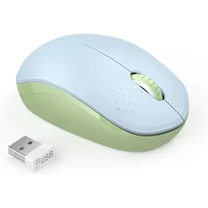 X-MUP07   Wireless Mouse, 2.4G Noiseless Mouse with USB Receiver Portable Computer Mice for PC, Tablet, Laptop - Light Blue&Olive Green