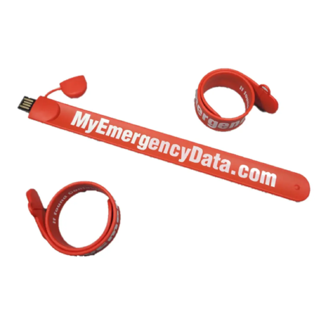 Bracelet Style Slap Wrap Silicone Medical Alert ID USB Bracelet