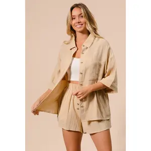 BiBi Crinkle Gauze Shirt and Short Set