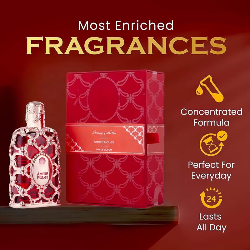 AMBER ROUGE Unisex Eau de Toilette – 2.7 oz (80ml) | Long-Lasting Vanilla Perfume with Pheromones | Midnight Ballerina & Vanilla Voyage Scents | TikTok-Viral Gender-Neutral Fragrance, Perfect as Cologne to Buy Your BF or GF