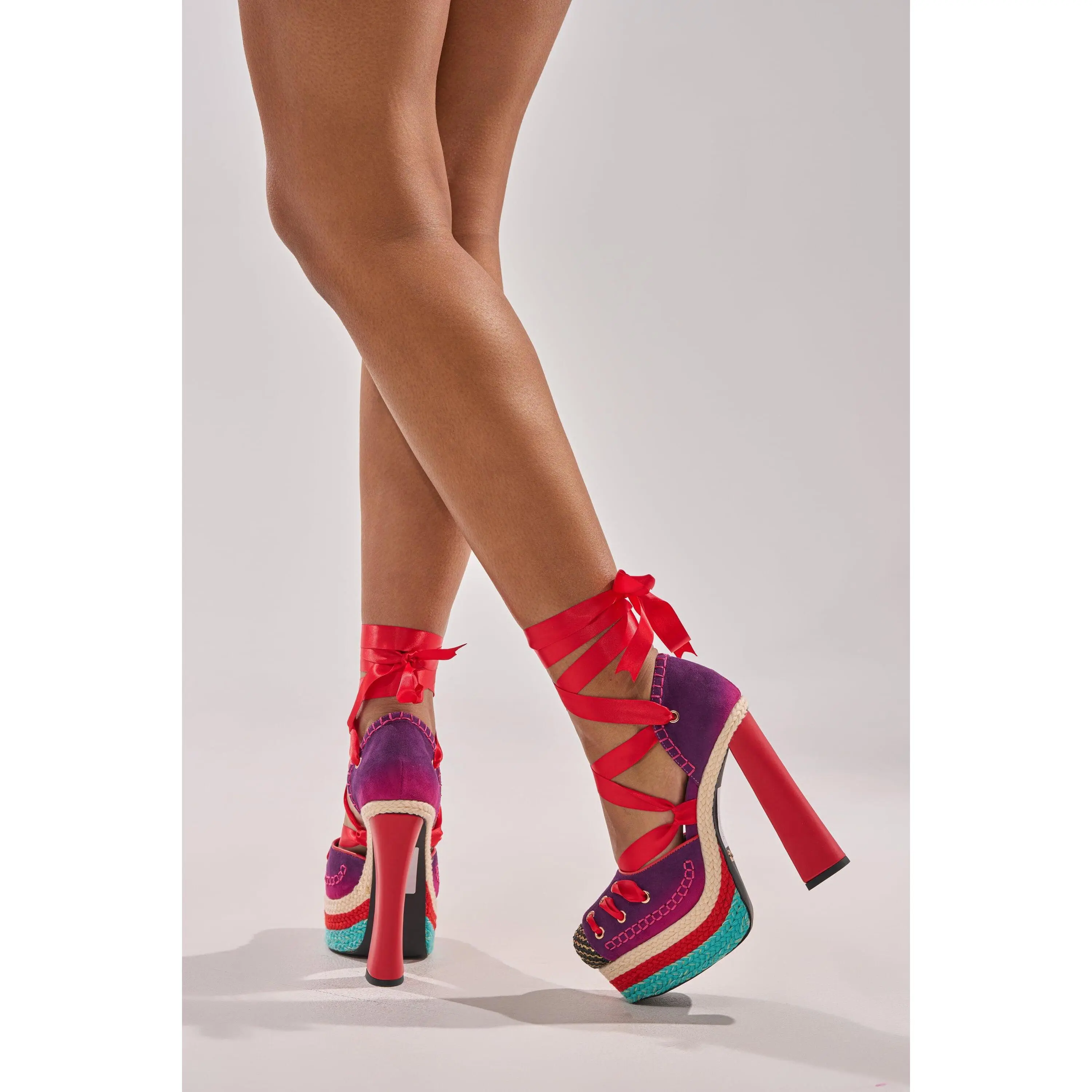 AKIRA GOLD FONTEYN RED MULTI CHUNKY PLATFORM LACE UP PUMP AKIRA GOLD FONTEYN RED MULTI CHUNKY PLATFORM LACE UP PUMP