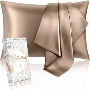 2 Pack Mulberry Silk Pillow Case for Hair and Skin 19 Momme Standard 26"x20" Taupe Brown Silk Pillowcase Soft Silk Pillowcase Sleeping for Moms,