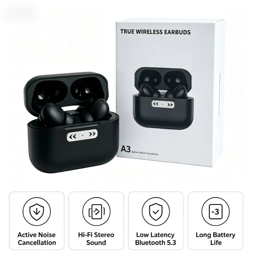 A3 Active Noise Cancelling True Wireless Earbuds A3 Active Noise Cancelling True Wireless Earbuds