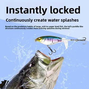 5pcs Topwater Fishing Lure Set - Floating Whopper Plopper with Propeller Tail, Surface Rattling Hard Bait for Bass Pike Fishing