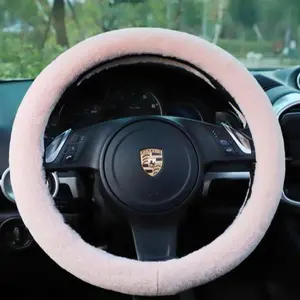 Kawaii Girl Fluffy Pink Steering Wheel Cover | Cute Anime Car Accessory | Fits 14-15 Inch Wheels