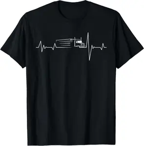 Cotton(pure) Truck driver heart beat 18 wheeler semi-trailer tractor T-Shirt