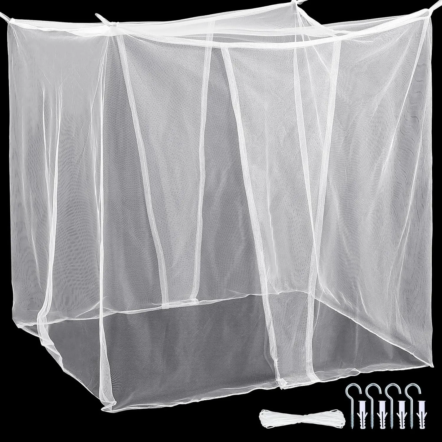 2-Openings Net for Full Queen King Size Bed, Large Mosquiteros Cameros para Cuba Bed Netting for Camping Travel Home Decor(White,L75 X W71 X H79 Inch)