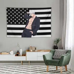 Jujutsu Kaisen Gojo Satoru tapestry anime interior decoration bedside sofa living room hanging painting poster Black flag background wall 13