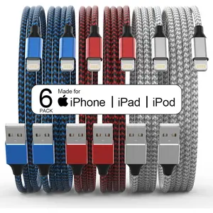 [Apple MFi Certified] 6Pack 3/3/6/6/6/10 FT for iPhone Charger Nylon Braided Fast Charging Lightning Cable Compatible iPhone 14 Pro/13 mini/13/12/11 Pro MAX/XR/XS/8/7/Plus/6S/SE/iPad