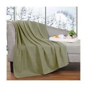 Superior Jena Cotton Textured Chevron Woven Blanket, Twin