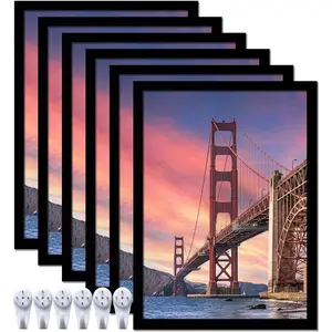 6 Sets 8x11 Picture Frames for 8 x 11 Canvas Collage Photo Poster Certificate Wall Gallery, High Transparent Horizontal Vertical Black 8 by 11 Inches