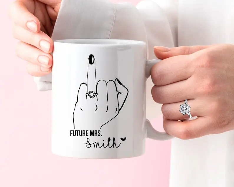 [Sale off up to 65%] Personalized Future Mrs Mug, Ring Finger Mug, Engagement Gift Bride to Be, Bridal Shower Gift, Wedding Mug, Custom Name Fiance Coffee Cup